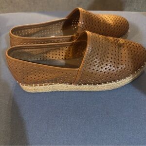 Chocolat Blu Tan Perforated Espadrille Loafers